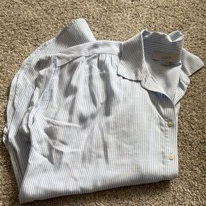 LOFT Women’s Light Blue Striped Button Down Shirt